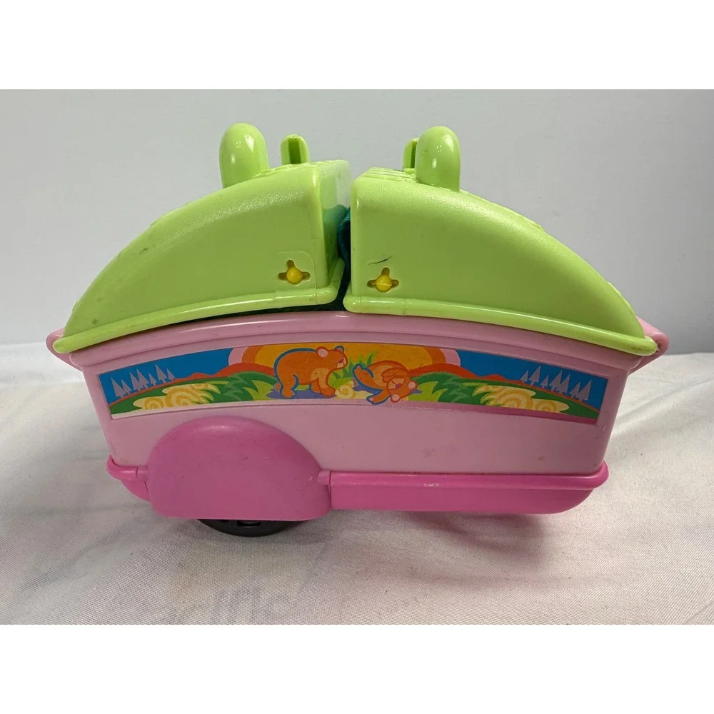 Fisher Price Little People Songs Sounds Pop Up Camper Pink Green Trailer Toy